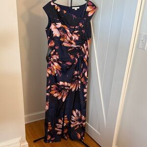 Kay Unger asymmetrical navy pink orange gown mother of bride groom NWT